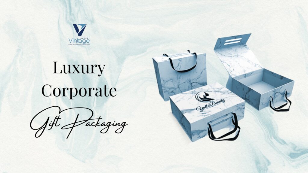 Luxury corporate gift packaging with custom branding and premium finish